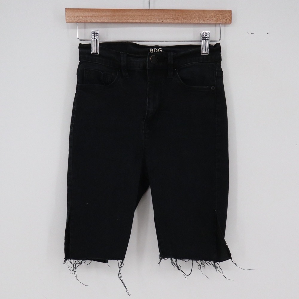 BDG Denim Shorts Womens 26 Twig Ankle Black High Rise Raw Hem Excellent